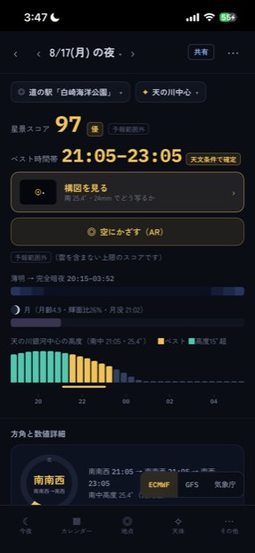 夜詳細の画面